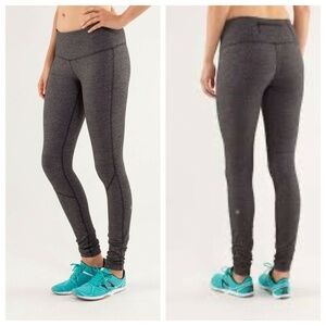 Lululemon 4 Runder Under Rulu Pant Herringbone Black Grey Tight Legging Speed